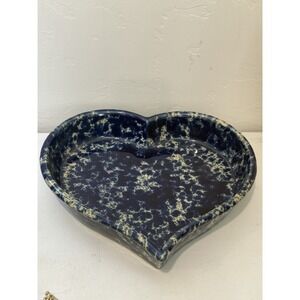 Bennington Potters "Agate Blue" 12 Inch Heart Shaped Baker